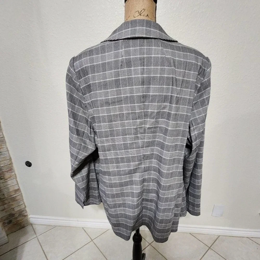 𝅺Lane Bryant black and white plaid long blazer jacket plus size‎ 20